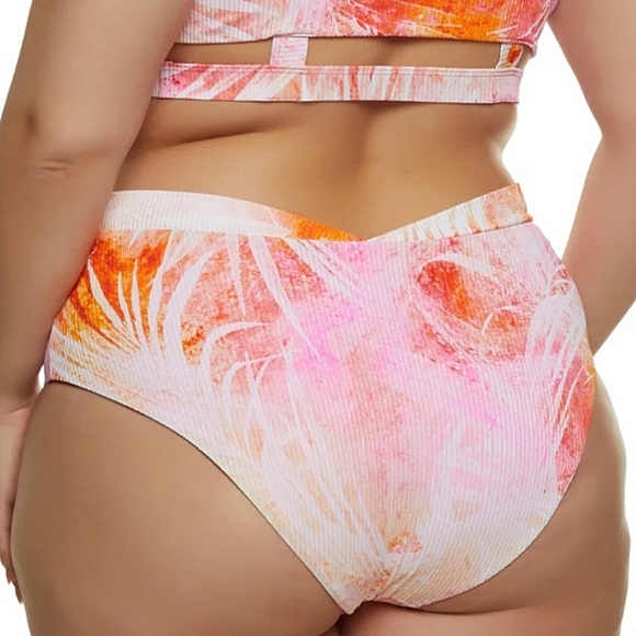 SEXY ☆ ORANGE & PINK ZIP FRONT ☆ CAGED RIBBED BIKINI ☆ NWT - Picture 10 of 13